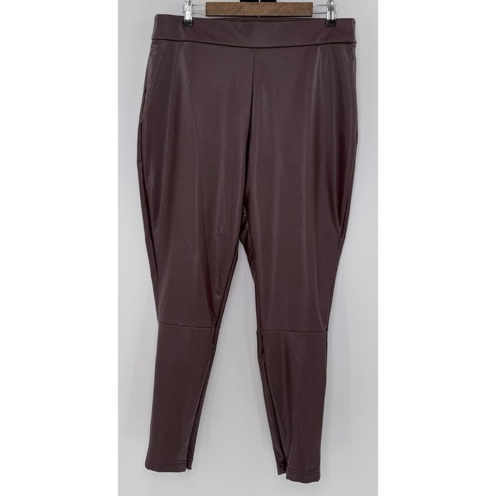 NWOT A New Day Plus Size Faux Leather Burgundy Pull On Leggings XXL Biker Rock